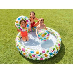 Zestaw basen dmuchany dla dzieci 132 x 28 cm piłka i kółko INTEX 59469