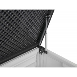 Zamykana skrzynia ogrodowa 390 L klapa na podnośnikach 143 x 57,5 x 53 cm
