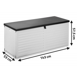Zamykana skrzynia ogrodowa 390 L klapa na podnośnikach 143 x 57,5 x 53 cm