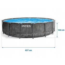 Basen ogrodowy 457 x 122 cm okrągły 6w1 szary stelażowy 26742 INTEX