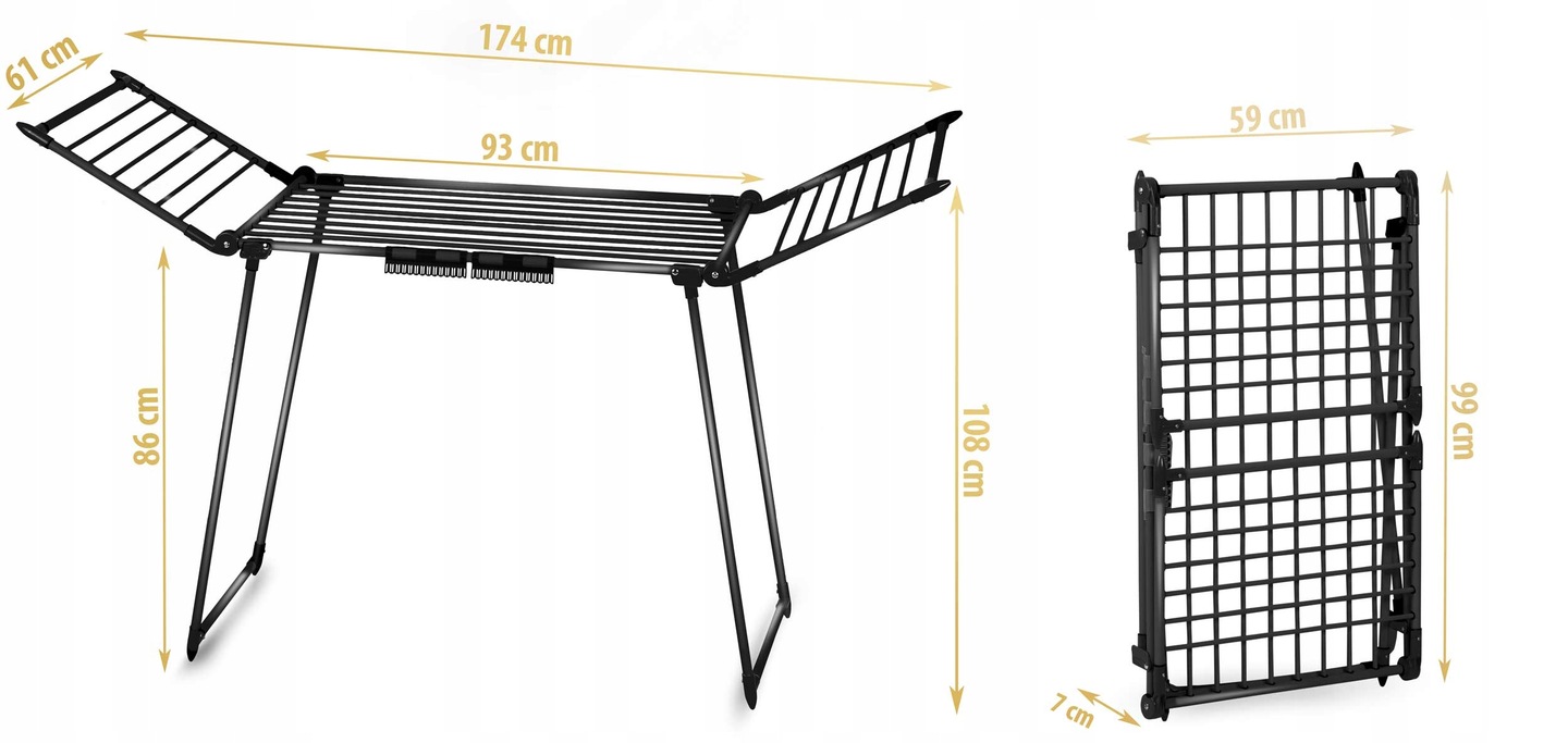 Suszarka na pranie stojąca rozkładana Debora Black czarna 19 mb