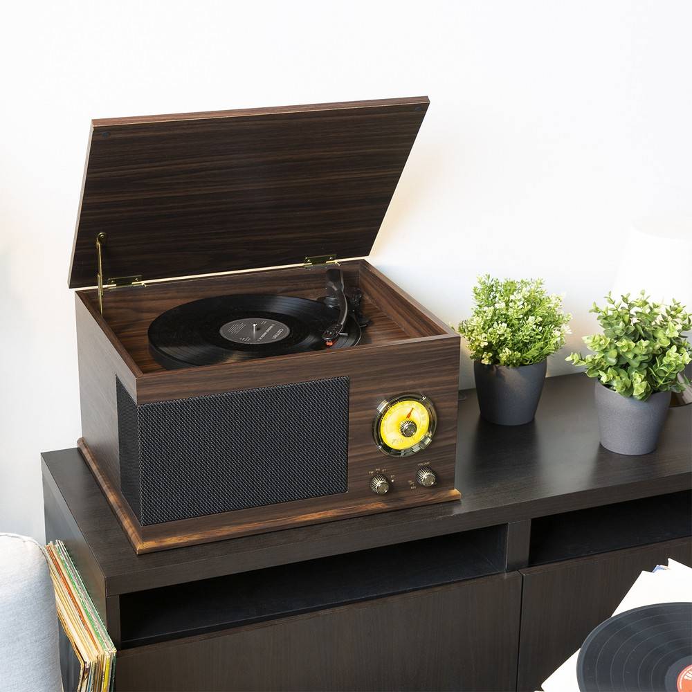 Gramofon z głośnikami Vintage USB, BT, FM drewno RP173 Fenton