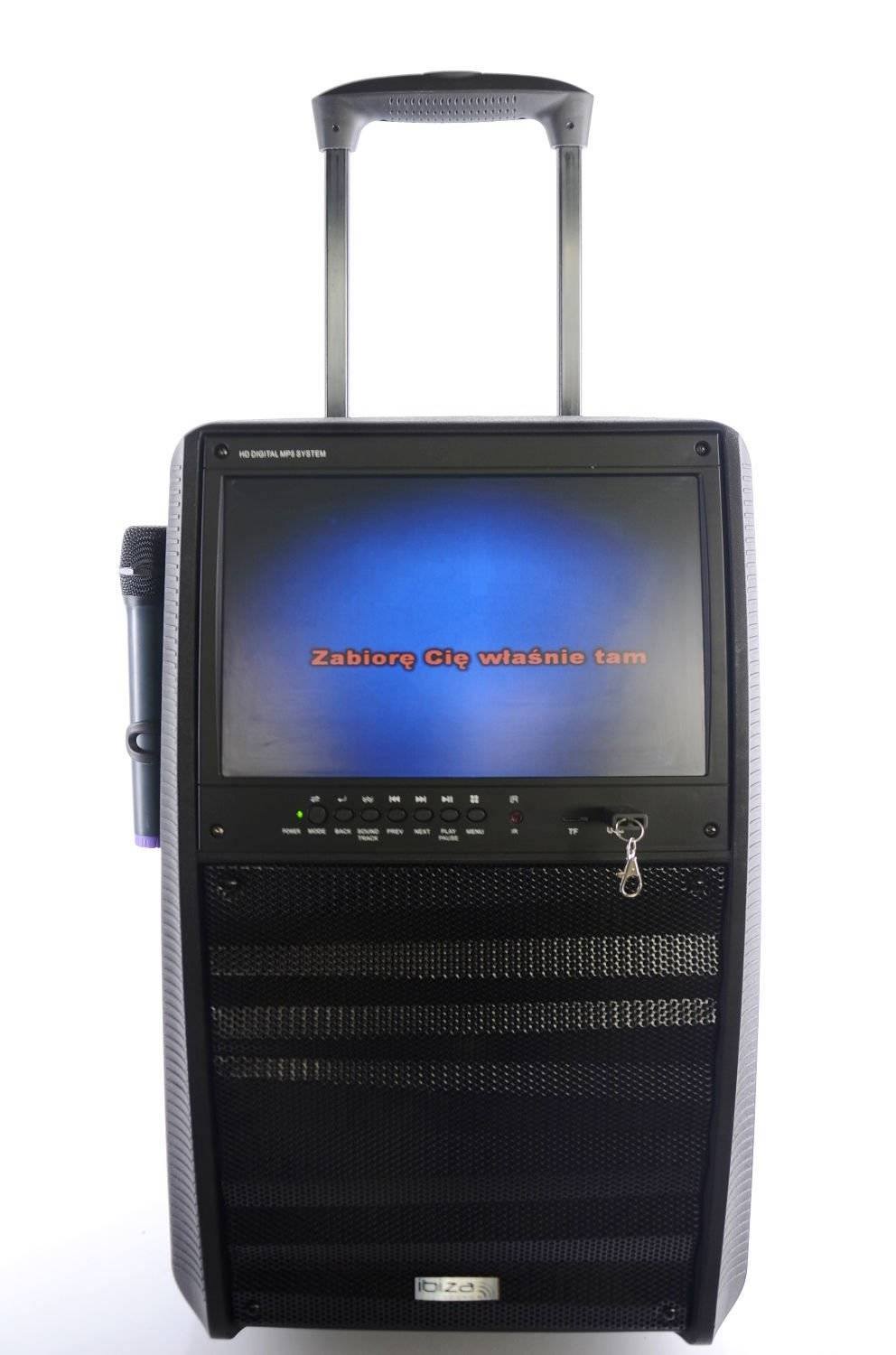 Kolumna mobilna z monitorem do karaoke Ibiza PORT-TFT12 mikrofon