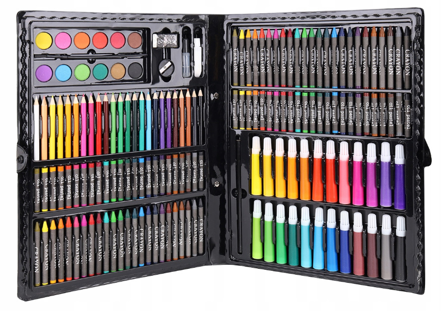 Zestaw do malowania rysowania walizka kredki farby 168 elementów