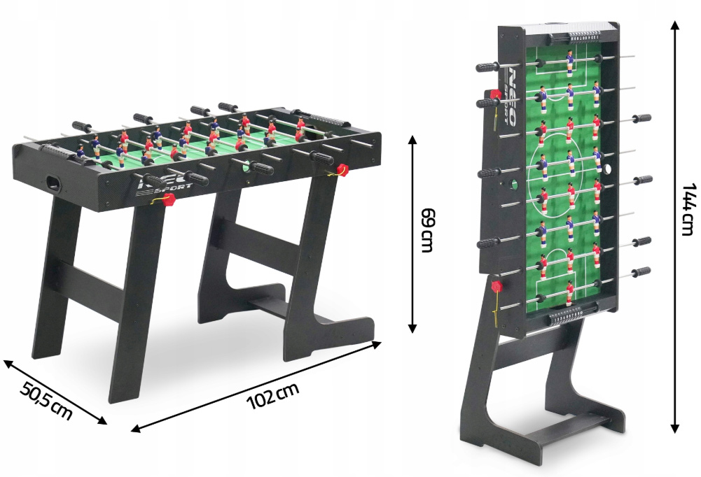 Duży stół do gry w piłkarzyki składany pionowo MDF Neo-Sport NS-1445