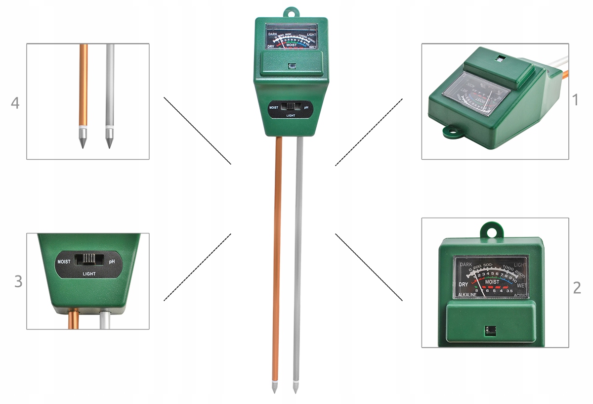 Kwasomierz Miernik Tester pH Gleby Ziemi Światła