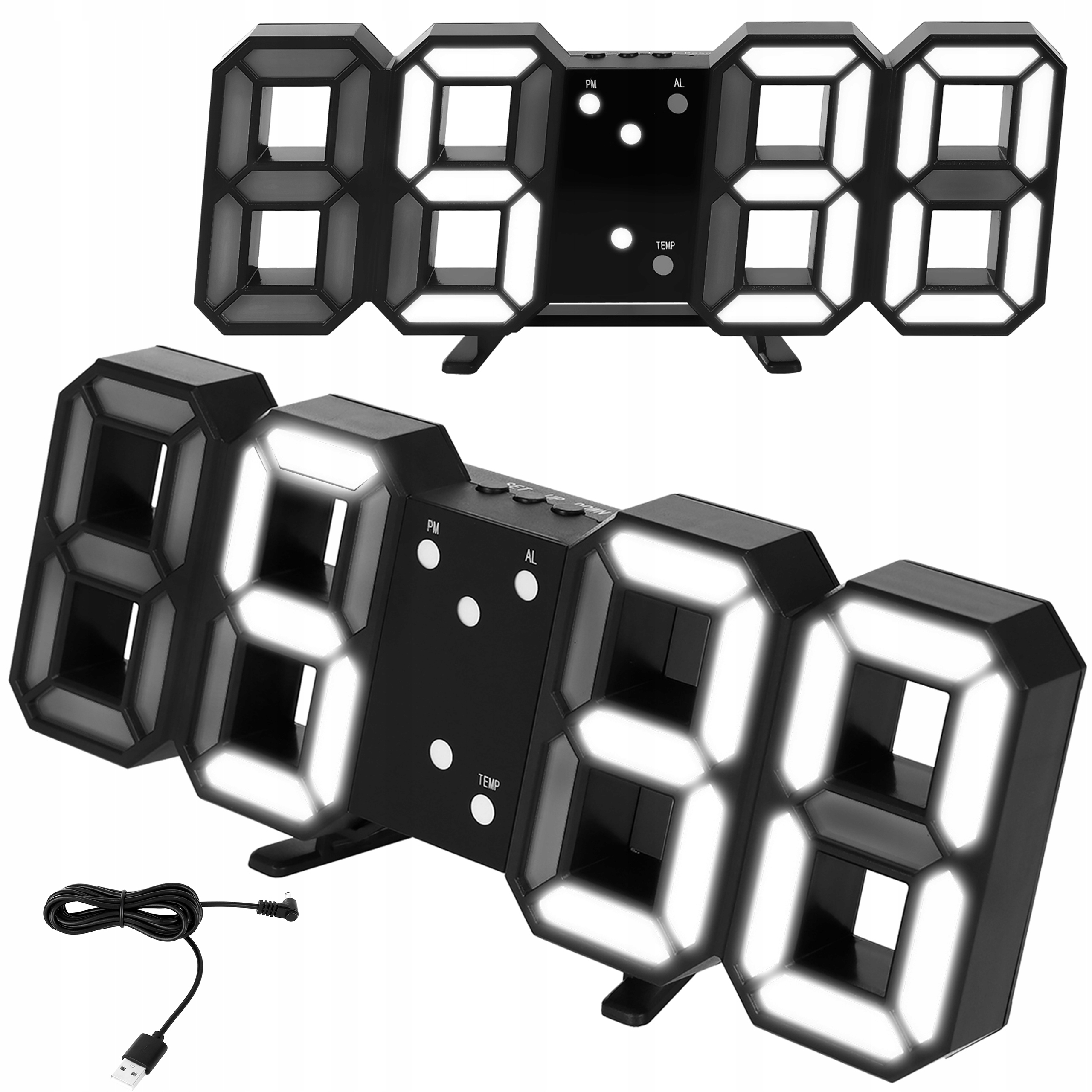 Zegar cyfrowy ścienny termometr alarm budzik elektroniczny