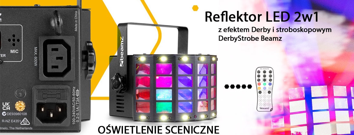 Efekt LED 2w1 z efektem Derby i stroboskopowym DerbyStrobe Beamz